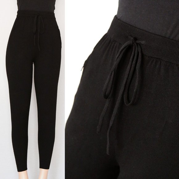 NEW Comune Glendwood Zip Pocket High Waist Soft Cozy Knit Jogger Pants Black $84 - Picture 2 of 11